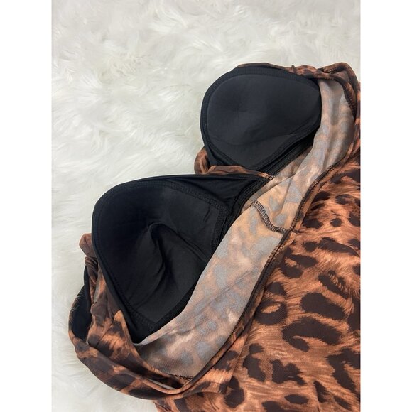 Miraclesuit Womens Plus Size 18W Swimsuit Brown Leopard Print V-Neck Twist Front - Picture 7 of 12